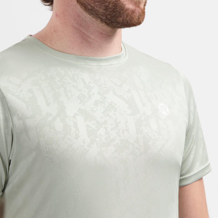 Detail van Rogelli Motion hardloopshirt korte mouw heren grijs voorkant.