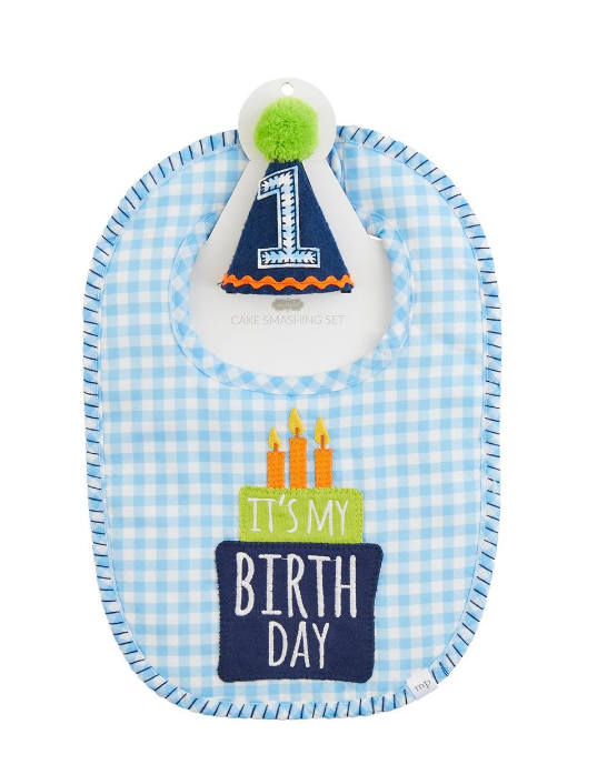 Mud Pie - Baby Cake Smasher Set - Blue Gingham - Findlay Rowe Designs