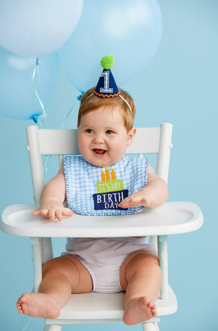 Mud Pie - Baby Cake Smasher Set - Blue Gingham - Findlay Rowe Designs