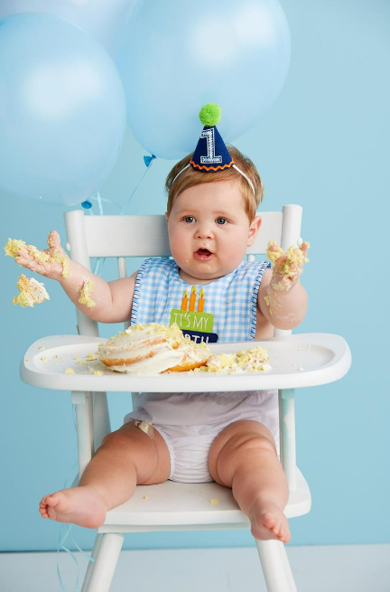 Mud Pie - Baby Cake Smasher Set - Blue Gingham - Findlay Rowe Designs