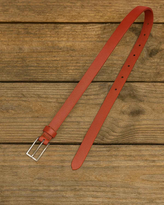 Narrow Leather Belts - Red - The Classic Boutique
