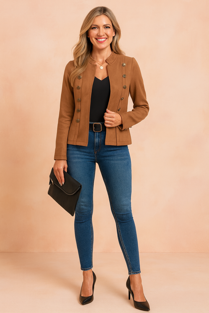 Natalie | Tailored Military-Inspired Short Jacket with Structured Fit