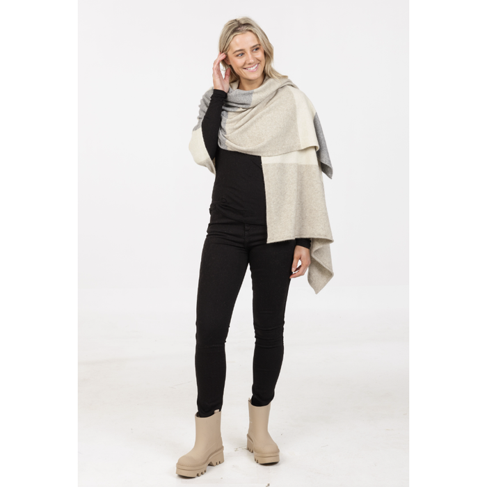 Native World - Merino & Possum Travel Wrap (NE815) Natural Stripe