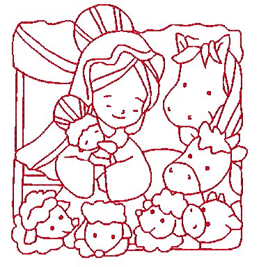 Nativity Redwork Quilt Squares  [4x4] # 10800