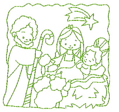 Nativity Redwork Quilt Squares  [4x4] # 10800