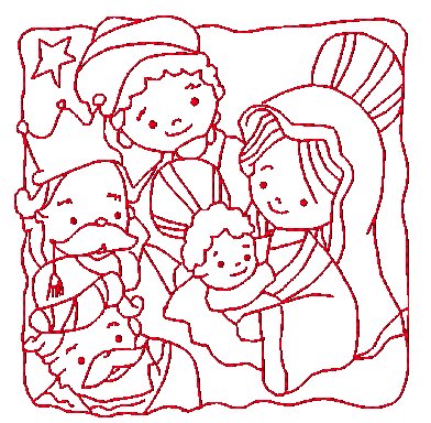 Nativity Redwork Quilt Squares  [4x4] # 10800