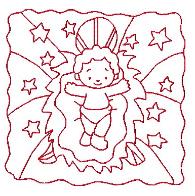 Nativity Redwork Quilt Squares  [4x4] # 10800