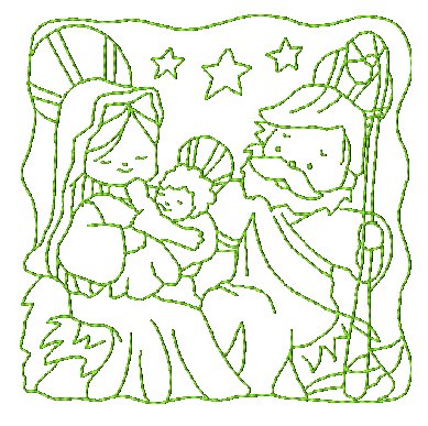 Nativity Redwork Quilt Squares  [4x4] # 10800