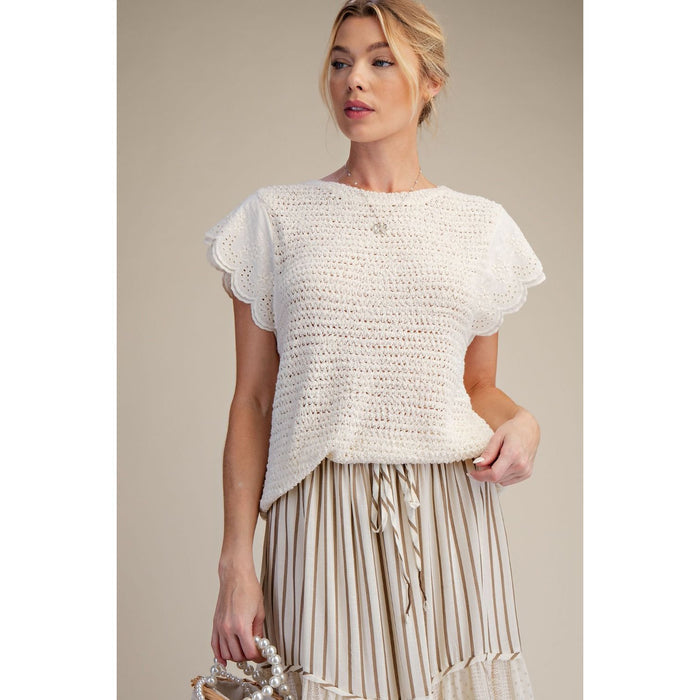 Natural Wing Sleeve Knitted Sweater Top 9016