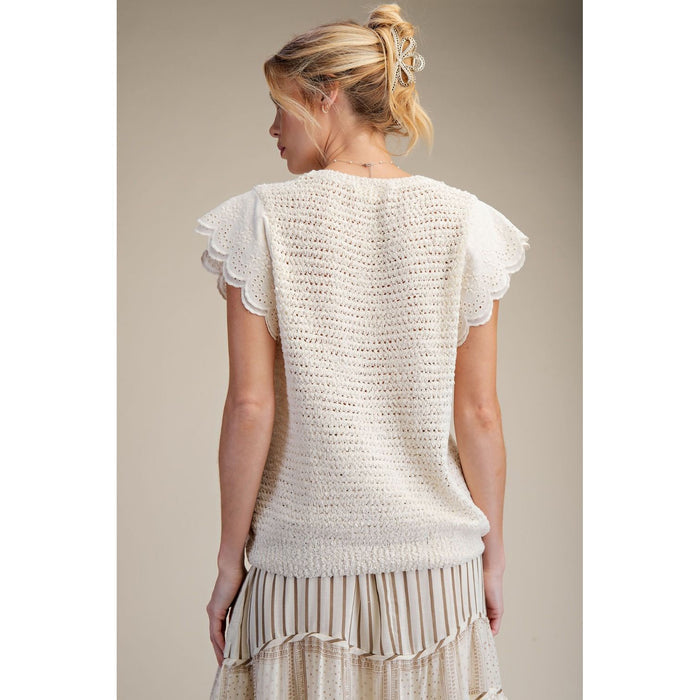 Natural Wing Sleeve Knitted Sweater Top 9016