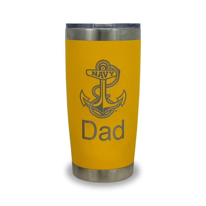 Navy Dad 20oz Stainless Steel Tumbler (Yellow)