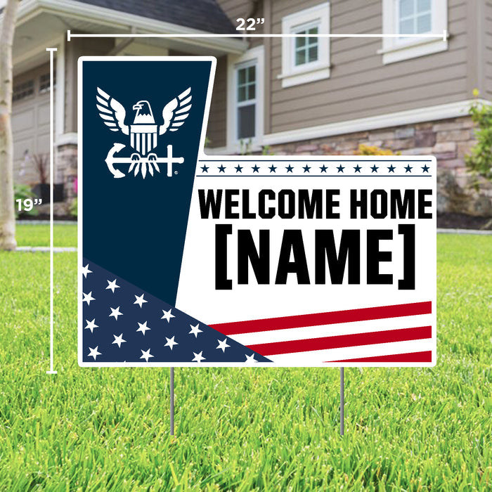 Navy Welcome Home Custom Lawn Sign*