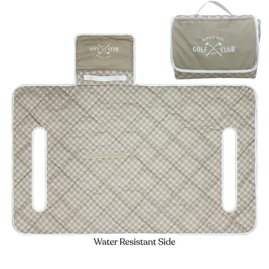 New Birdie Girl Gingham Neutral Golf Seat Cover