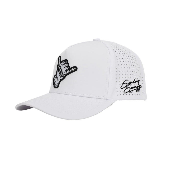 New Sunday Swagger Hang Loose Snapback Hat - White