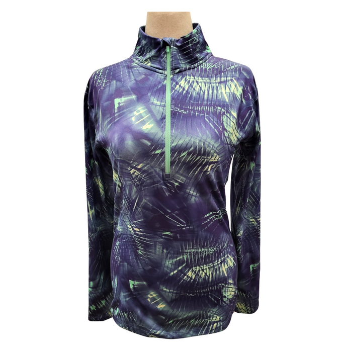 Nike Dri-Fit Lime, Aqua & Navy Palm 1/4 Zip Active Pullover Size XL