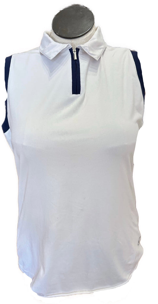 Nike Golf Women's White Sleeveless Top w/Navy Outlining Size XL
