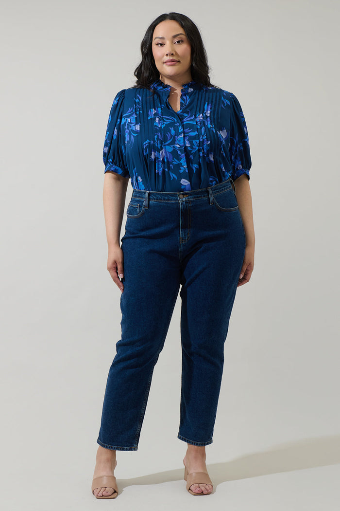 Niva Floral Elysia Pleated Blouse Curve