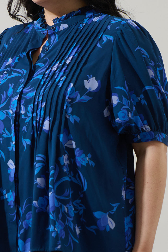 Niva Floral Elysia Pleated Blouse Curve