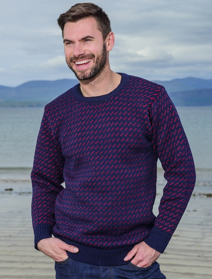 Norwegian Sweater - Navy with red #color_navy-with-red
