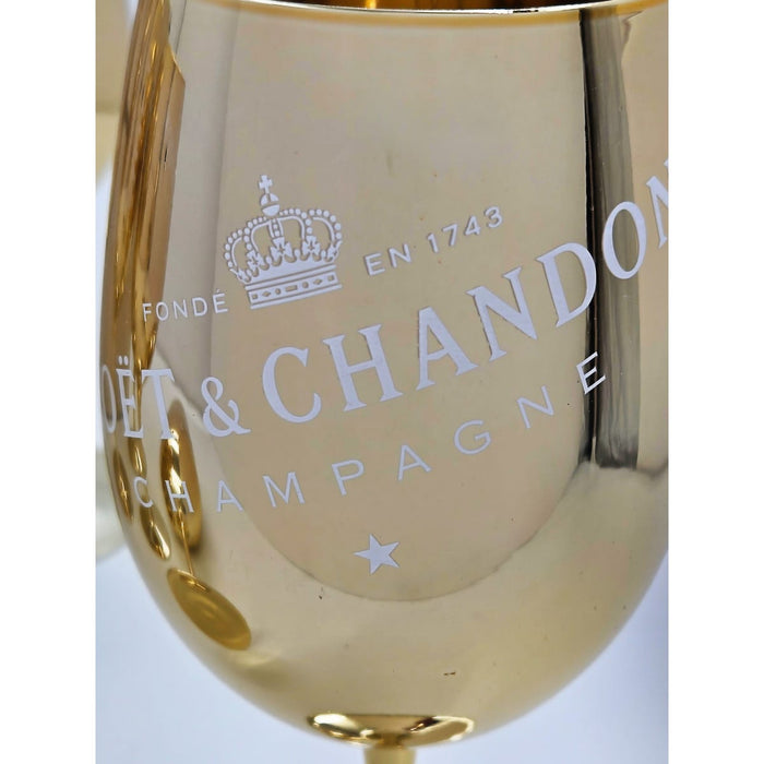 Moet Chandon Barware NOS Gold Crystal Glass Moët & Chandon Wine Water Champagne Goblets IOB
