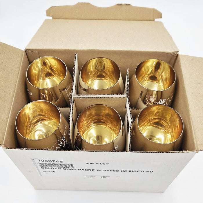 Moet Chandon Barware NOS Gold Crystal Glass Moët & Chandon Wine Water Champagne Goblets IOB