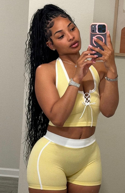 Not So Basic Short Set ( Yellow/ Black )