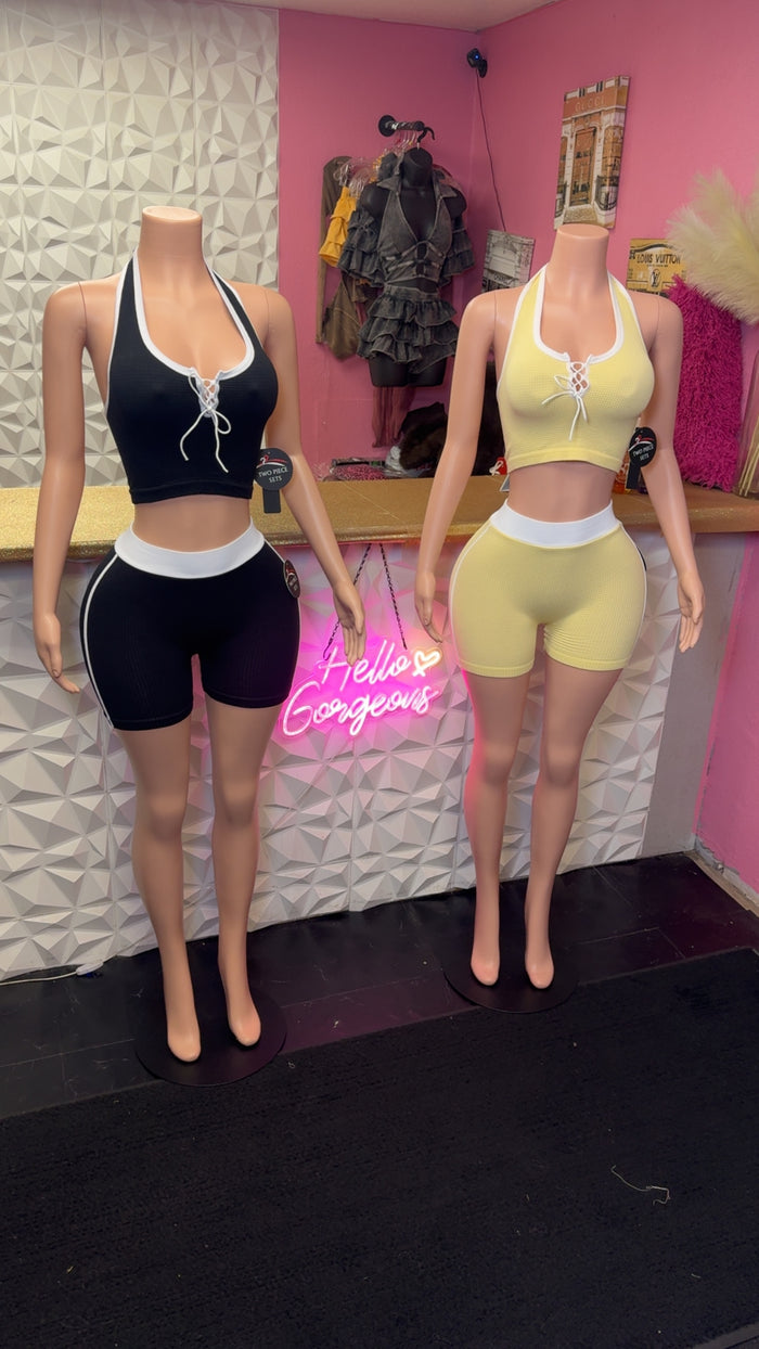 Not So Basic Short Set ( Yellow/ Black )