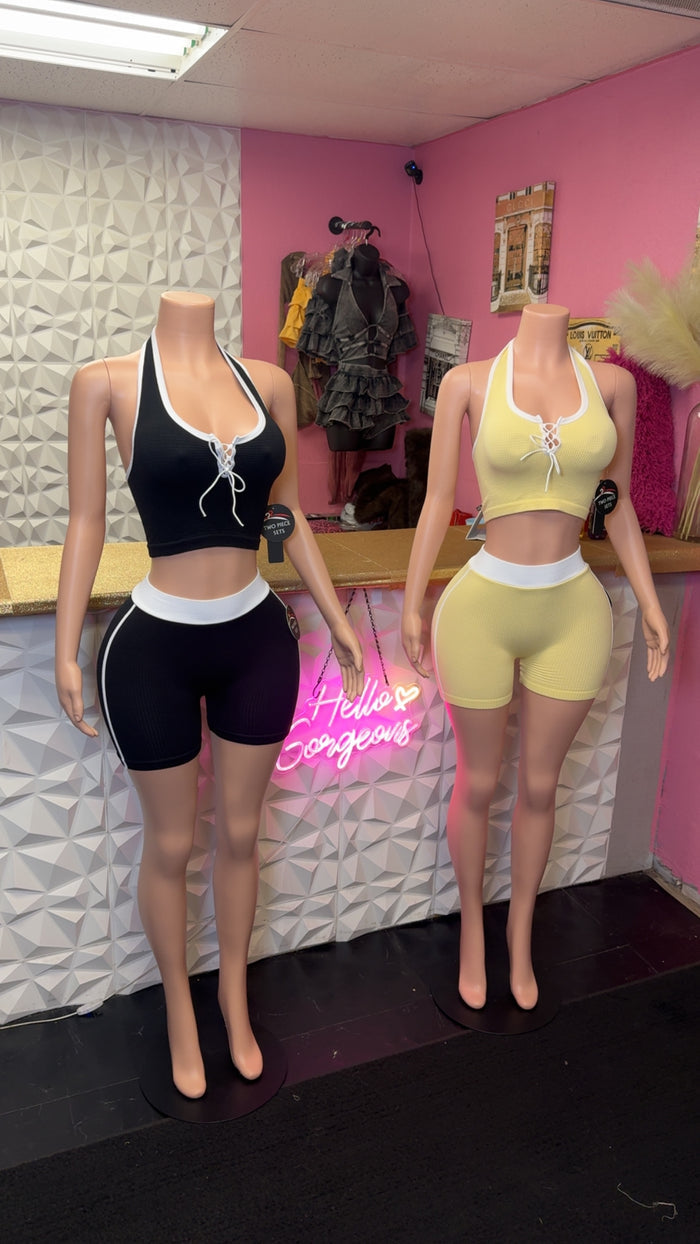 Not So Basic Short Set ( Yellow/ Black )