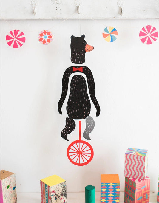 Nursery Circus Bear Kinetic Mobile by Wini Tapp