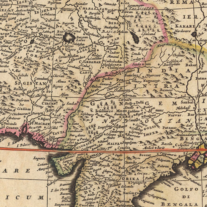 Old Map of Asia by Visscher, 1690: Middle East, East Asia, Central Asia, South Asia, Southeast Asia