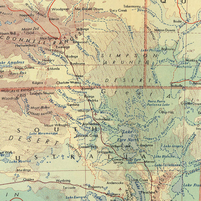 Old Map of Australia, 1967: Political & Physical Atlas Chart of States & Territories