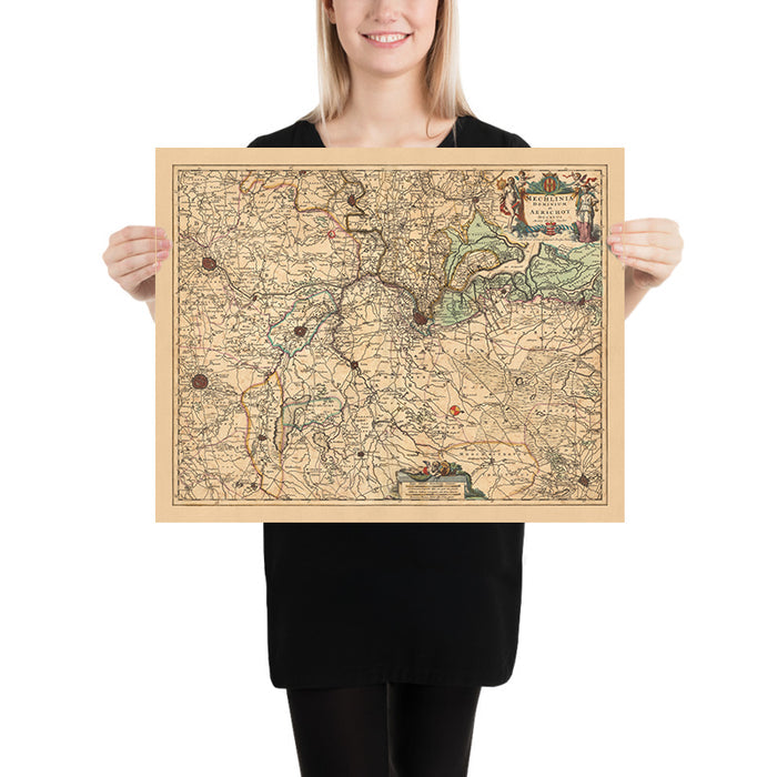 Old Map of Mechelen and Duchy of Aarschot by Visscher, 1690: Antwerp, Brussels, Leuven, Mechelen, Sint-Niklaas
