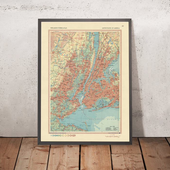 Old Map of New York City, 1967: Manhattan, Brooklyn, The Bronx, Newark, Jersey City