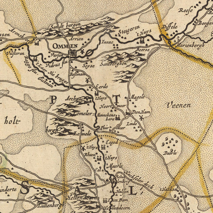 Old Map of Overijssel, Netherlands by Visscher, 1690: Zwolle, Kampen, Hengelo, Deventer, Enschede