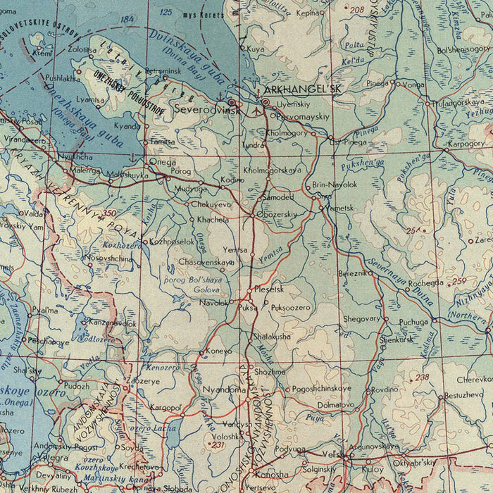 Old Map of USSR in North Europe, 1967: Estonia, Finland, Latvia, Russia, Political & Physical Atlas