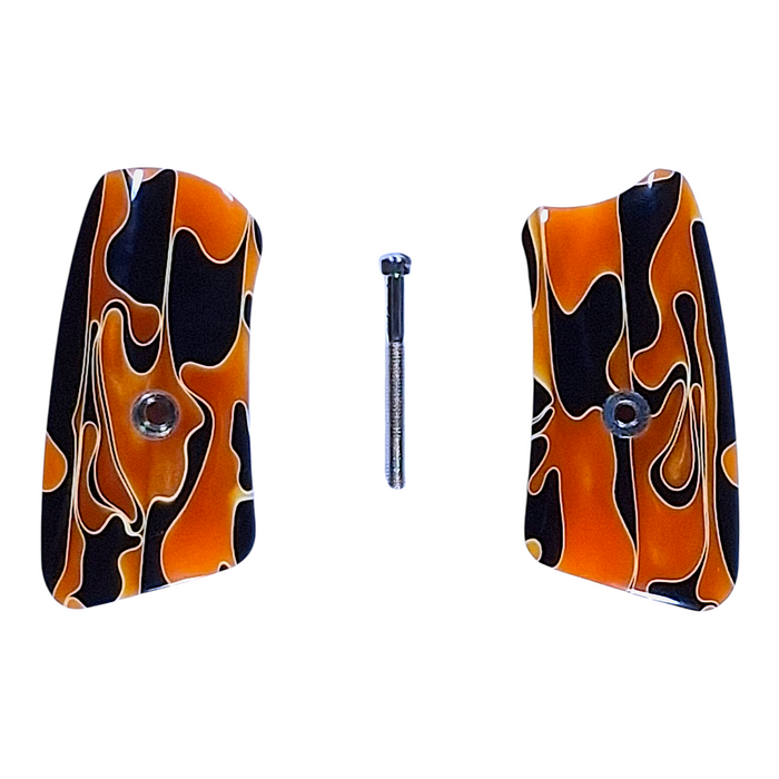 Orange & Black Acrylic Pearl Ruger Sp101 Grip Inserts (list date: 4/10/26)