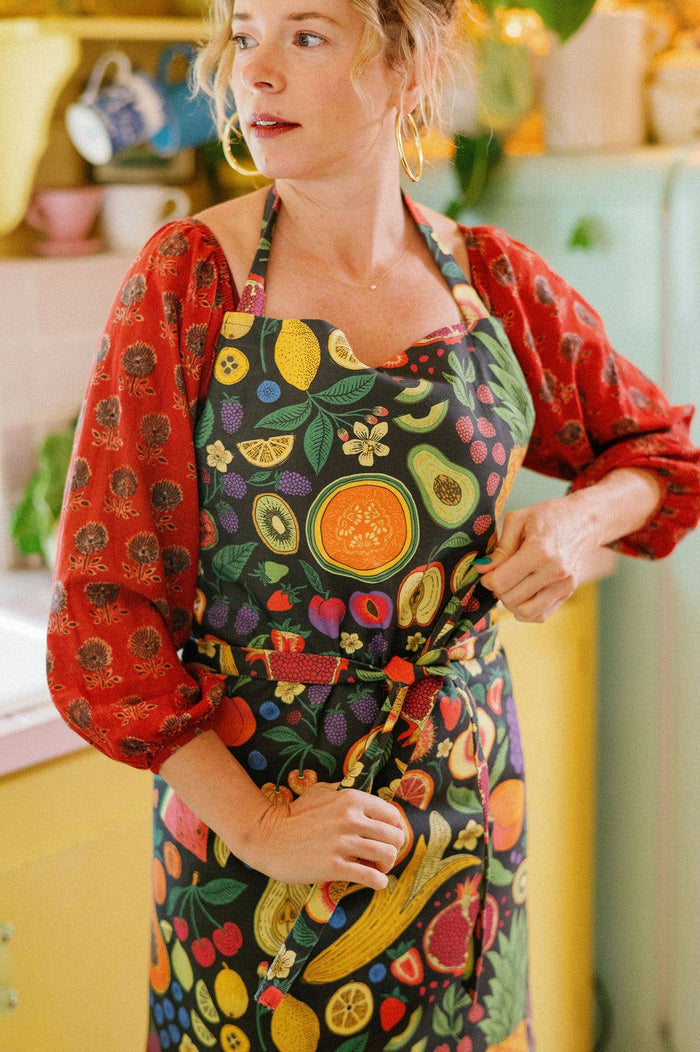 Organic Cotton Apron - Midnight Fruit