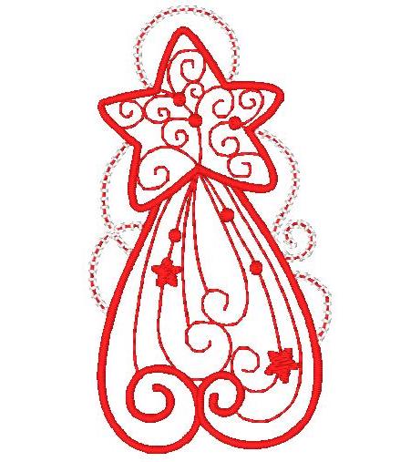 Ornamental & Decorative Christmas Redwork [4x4] #  10846