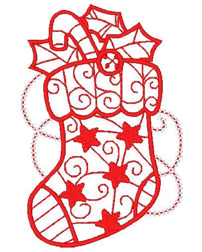 Ornamental & Decorative Christmas Redwork [4x4] #  10846