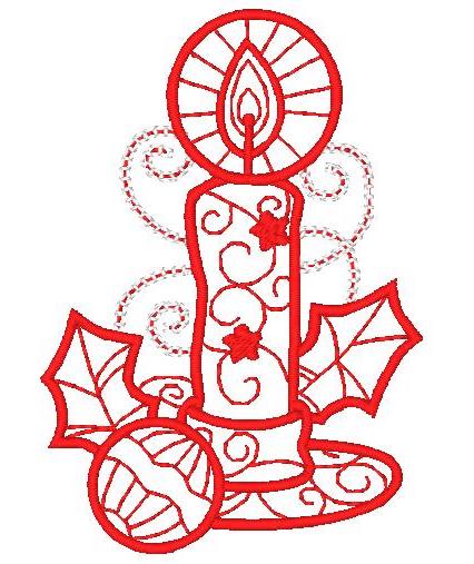 Ornamental & Decorative Christmas Redwork [4x4] #  10846
