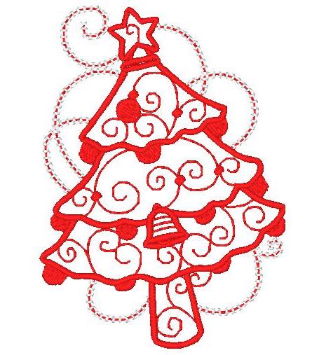 Ornamental & Decorative Christmas Redwork [4x4] #  10846