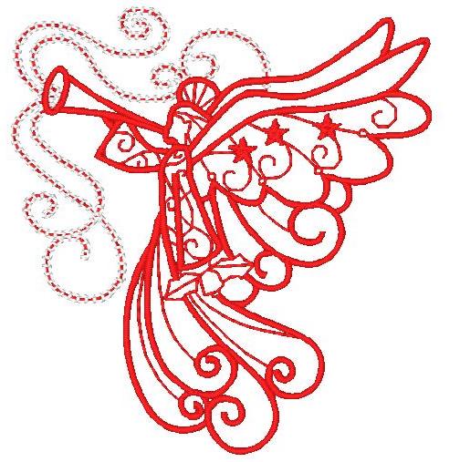 Ornamental & Decorative Christmas Redwork [4x4] #  10846