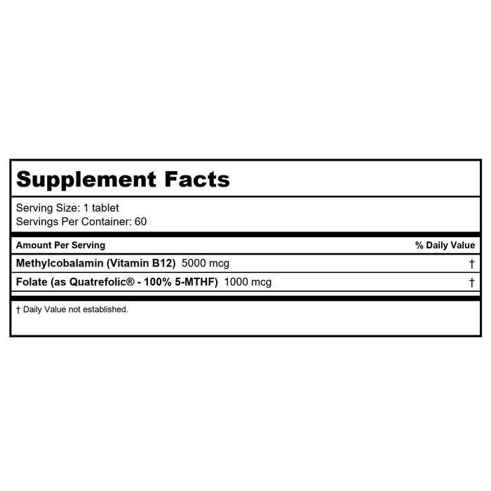 Ortho Molecular - Methyl B12 - 60 Tablets - Supplement Facts panel