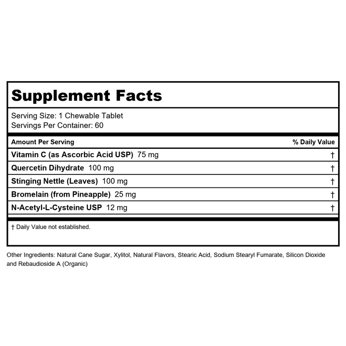Ortho Molecular Natural D Hist 40 caps - Supplement Facts panel