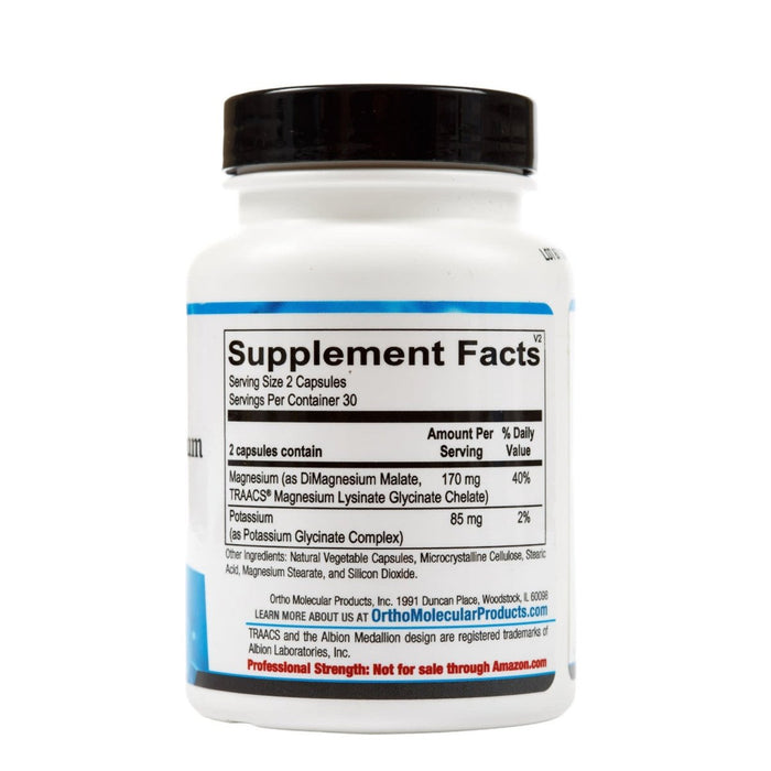 Ortho Molecular Products - Reacted Magnesium & Potassium - 60 Capsules - Supplement Facts panel