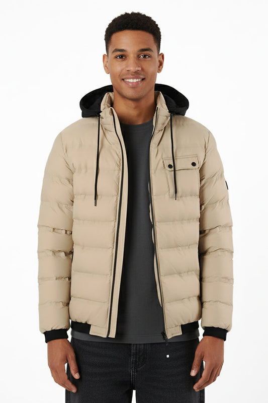 Padded Jacket with Sweater Hood