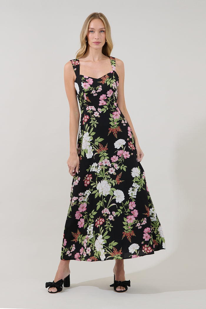 Paisly Smocked Maxi Dress Hollyhock