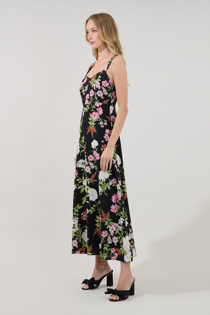Paisly Smocked Maxi Dress Hollyhock