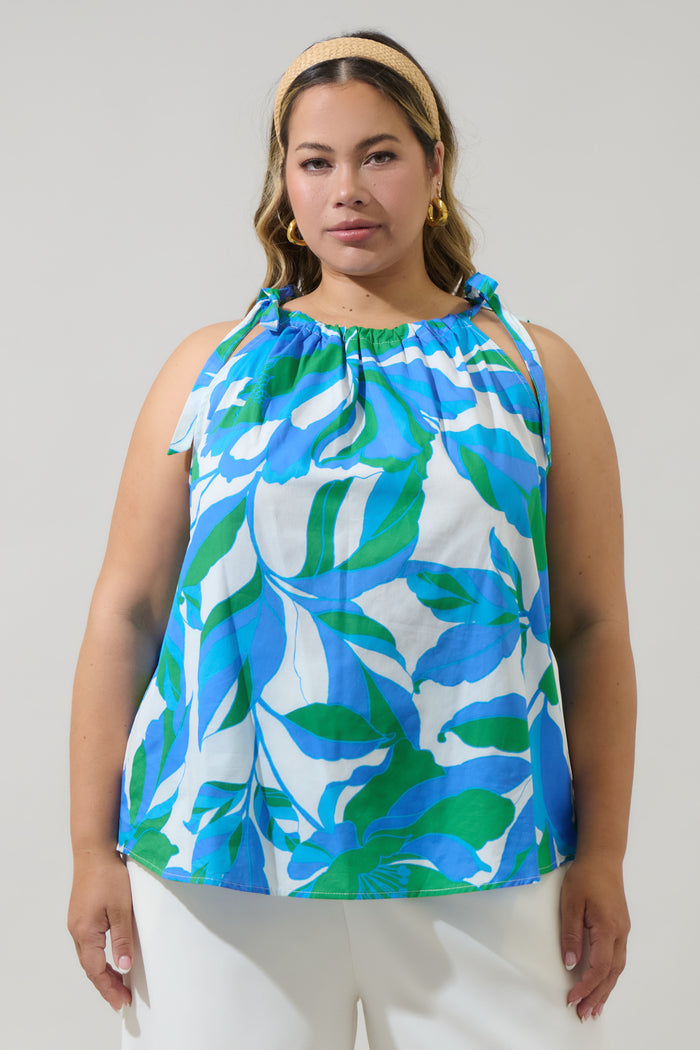 Pansie Floral Marra Sleeveless Top Curve