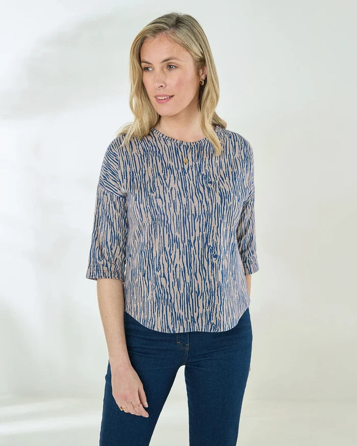 Patterned Crew Neck Dolman Sleeve Top - Cecelia